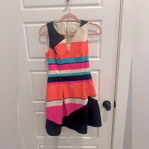 Julie Brown NYC Colorblock Stripe Neon Dress